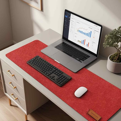 Large Felt Desk Pad | Felt Desk Protector | Full Desk Mouse & Keyboard Mat | Computer Desk Mat - 36×16 Inch Workspace Protector(Red) | Desk Pads Blotters - TrueDesk