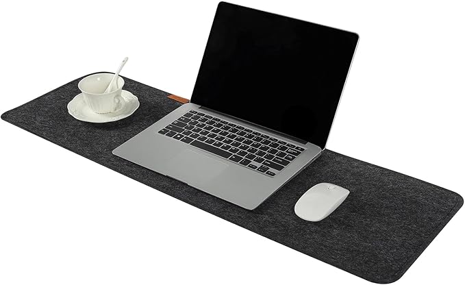 Large Felt Desk Protective Pad, 100X40cm/40''X16''Non - Slip Felt Desk Mat Extended Gaming Mouse Pad Large Desk Pad Protector for Keyboard, Computer, Mouse, Laptop (Dark Grey) | Mouse Pads - TrueDesk