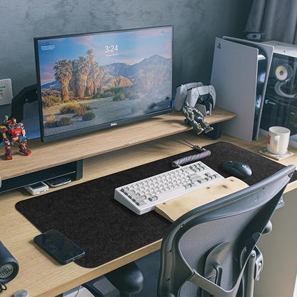 Large Felt Desk Protective Pad, 80X40cm/32''X16'' Non - Slip Felt Desk Mat Extended Gaming Mouse Pad Large Desk Pad Protector for Keyboard, Computer, Mouse, Laptop (Dark Grey) | Mouse Pads - TrueDesk