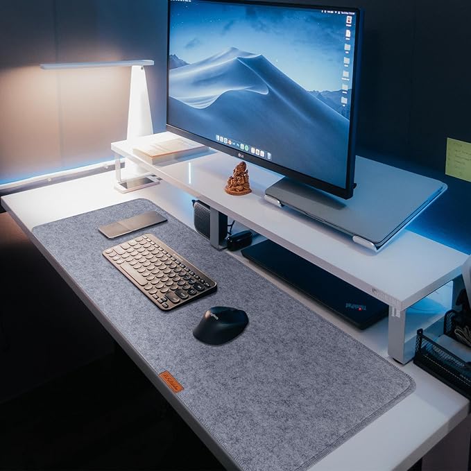 Large Felt Desk Protective Pad, 80X40cm/32''X16'' Non - Slip Felt Desk Mat Extended Gaming Mouse Pad Large Desk Pad Protector for Keyboard, Computer, Mouse, Laptop (Grey) | Mouse Pads - TrueDesk