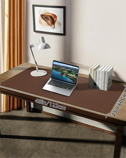 Large Leather Desk Pad Protector, Office Mat, Mouse Pad, Non - Slip Blotter, Laptop Pad, Waterproof Writing Pad for Office & Home (Brown, 48" x 24") | Desk Pads Blotters - TrueDesk