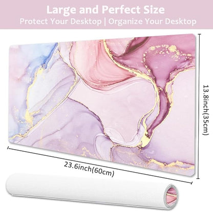 Large Mouse Pad, Desk Mat for Desktop, Dual Side PU Leather Waterproof Gaming Mousepad Desk Pad, Desk Protector Writing Pads Desk Accessories for Office and Home (A - Pink Marble, 24''X14'') | Desk Pads Blotters - TrueDesk