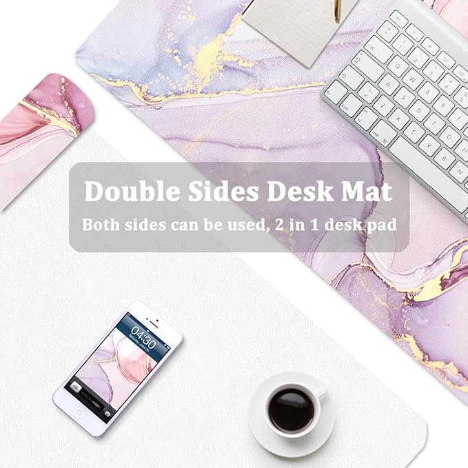 Large Mouse Pad, Desk Mat for Desktop, Dual Side PU Leather Waterproof Gaming Mousepad Desk Pad, Desk Protector Writing Pads Desk Accessories for Office and Home (A - Pink Marble, 24''X14'') | Desk Pads Blotters - TrueDesk