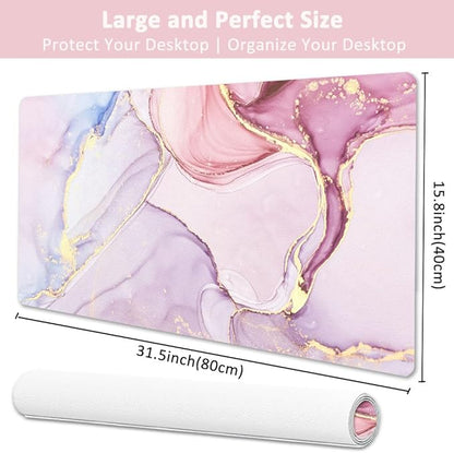Large Mouse Pad, Desk Mat for Desktop, Dual Side PU Leather Waterproof Gaming Mousepad Desk Pad, Desk Protector Writing Pads Desk Accessories for Office and Home (A - Pink Marble, 31.5''X15.8'') | Desk Pads Blotters - TrueDesk