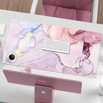 Large Mouse Pad, Desk Mat for Desktop, Dual Side PU Leather Waterproof Gaming Mousepad Desk Pad, Desk Protector Writing Pads Desk Accessories for Office and Home (A - Pink Marble, 24''X14'') | Desk Pads Blotters - TrueDesk