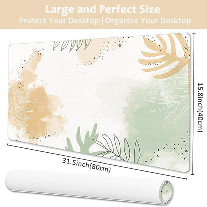 Large Mouse Pad, Desk Mat for Desktop, Dual Side PU Leather Waterproof Gaming Mousepad Desk Pad, Desk Protector Writing Pads Desk Accessories for Office and Home (E - Watercolor Plants, 31.5''X15.8'') | Desk Pads Blotters - TrueDesk
