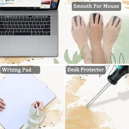 Large Mouse Pad, Desk Mat for Desktop, Dual Side PU Leather Waterproof Gaming Mousepad Desk Pad, Desk Protector Writing Pads Desk Accessories for Office and Home (E - Watercolor Plants, 31.5''X15.8'') | Desk Pads Blotters - TrueDesk