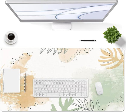 Large Mouse Pad, Desk Mat for Desktop, Dual Side PU Leather Waterproof Gaming Mousepad Desk Pad, Desk Protector Writing Pads Desk Accessories for Office and Home (E - Watercolor Plants, 31.5''X15.8'') | Desk Pads Blotters - TrueDesk
