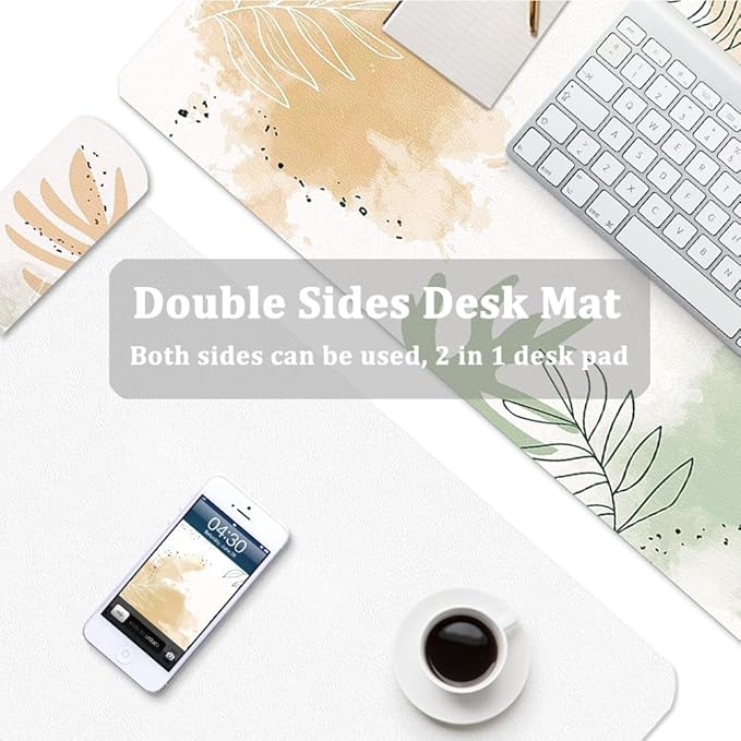 Large Mouse Pad, Desk Mat for Desktop, Dual Side PU Leather Waterproof Gaming Mousepad Desk Pad, Desk Protector Writing Pads Desk Accessories for Office and Home (E - Watercolor Plants, 31.5''X15.8'') | Desk Pads Blotters - TrueDesk