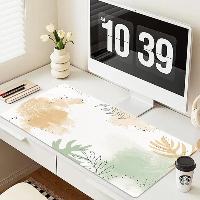 Large Mouse Pad, Desk Mat for Desktop, Dual Side PU Leather Waterproof Gaming Mousepad Desk Pad, Desk Protector Writing Pads Desk Accessories for Office and Home (E - Watercolor Plants, 31.5''X15.8'') | Desk Pads Blotters - TrueDesk