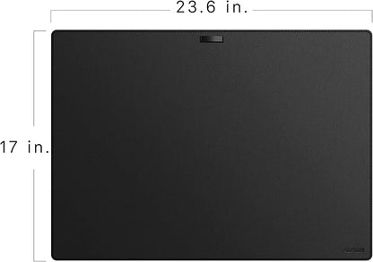 Leather Desk Mat Cable Organizer 23.6" x 17" | Premium Black Vegan Leather Desk Protector Blotter Mouse Pad with Felt Non Slip Bottom for Home Office | Desk Pads Blotters - TrueDesk