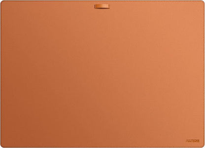 Leather Desk Mat Cable Organizer 23.6" x 17" | Premium Brown Vegan Leather Desk Protector Blotter Mouse Pad with Felt Non Slip Bottom for Home Office | Desk Pads Blotters - TrueDesk