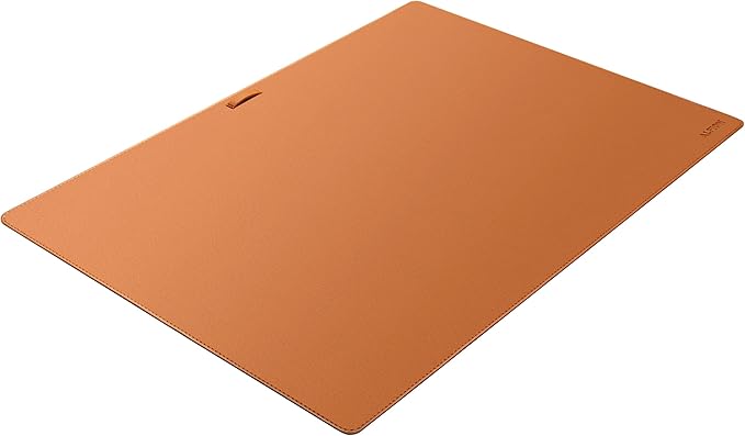 Leather Desk Mat Cable Organizer 23.6" x 17" | Premium Brown Vegan Leather Desk Protector Blotter Mouse Pad with Felt Non Slip Bottom for Home Office | Desk Pads Blotters - TrueDesk
