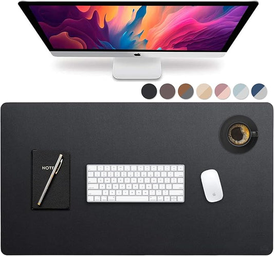Leather Desk Pad 36" x 20", Vine Creations Office Desk Mat Waterproof Black - Premium Quality - Smooth Mouse Writing Surface - Maximum Protection Dual - Sided Pu Leather Blotter for Desk Office/Home | Desk Pads Blotters - TrueDesk
