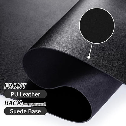 Leather Desk Pad, Black Desk Mat, Non - Slip Desk Protector Mat, Leather Desk Blotter, Computer Desk Pad, Waterproof Desk Mat for Home Office and Decor(31.5×15.7 Inches) | Mouse Pads - TrueDesk