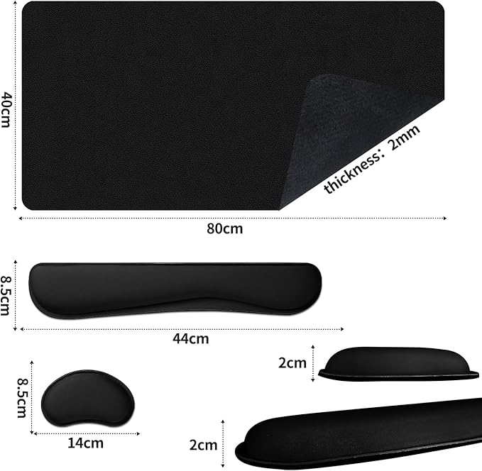 Leather Desk Pad, Black Desk Mat, Non - Slip Desk Protector Mat, Leather Desk Blotter, Computer Desk Pad, Waterproof Desk Mat for Home Office and Decor(31.5×15.7 Inches) | Mouse Pads - TrueDesk