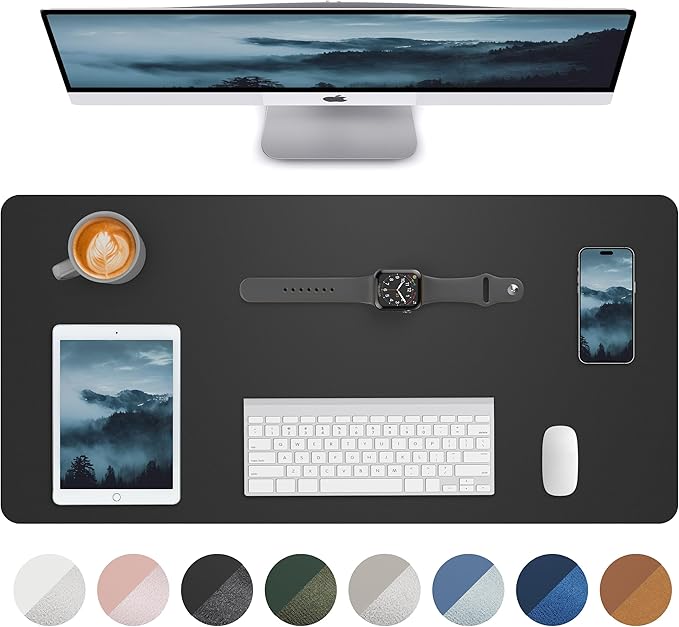 Leather Desk Pad Blotter,Mouse Pad,Office Desk Mat, Non - Slip PU Leather Desk mat,Large Desk mat,Waterproof Keyboard mat for Office/Home/Decor (Black,31.5" x 15.7") | Desk Pads Blotters - TrueDesk