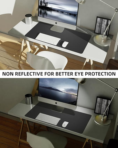 Leather Desk Pad Blotter,Mouse Pad,Office Desk Mat, Non - Slip PU Leather Desk mat,Large Desk mat,Waterproof Keyboard mat for Office/Home/Decor (Black,35" x 17") | Desk Pads Blotters - TrueDesk