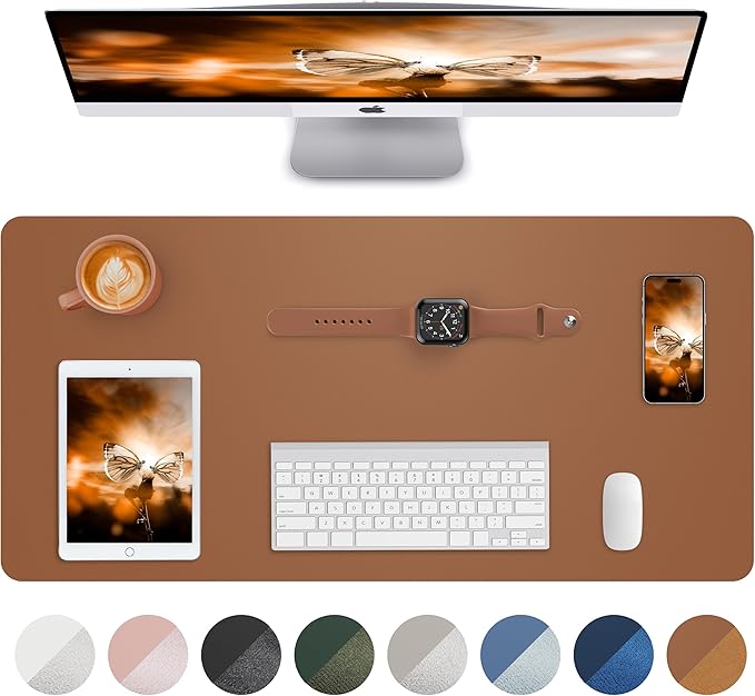 Leather Desk Pad Blotter,Mouse Pad,Office Desk Mat, Non - Slip PU Leather Desk mat,Large Desk mat,Waterproof Keyboard mat for Office/Home/Decor (Brown,31.5" x 15.7") | Desk Pads Blotters - TrueDesk