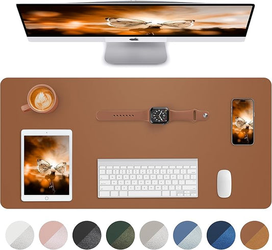 Leather Desk Pad Blotter,Mouse Pad,Office Desk Mat, Non - Slip PU Leather Desk mat,Large Desk mat,Waterproof Keyboard mat for Office/Home/Decor (Brown,31.5" x 15.7") | Desk Pads Blotters - TrueDesk