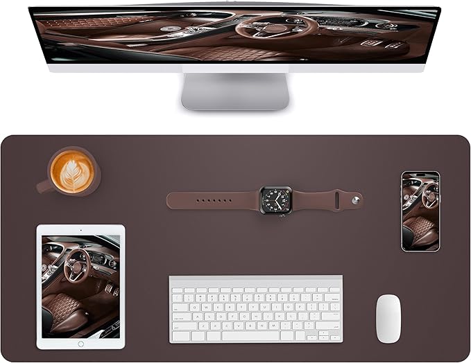 Leather Desk Pad Blotter,Mouse Pad,Office Desk Mat, Non - Slip PU Leather Desk mat,Large Desk mat,Waterproof Keyboard mat for Office/Home/Decor (Coffee,35" x 17") | Desk Pads Blotters - TrueDesk