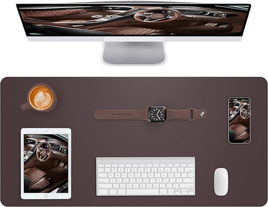 Leather Desk Pad Blotter,Mouse Pad,Office Desk Mat, Non - Slip PU Leather Desk mat,Large Desk mat,Waterproof Keyboard mat for Office/Home/Decor (Coffee,35" x 17") | Desk Pads Blotters - TrueDesk