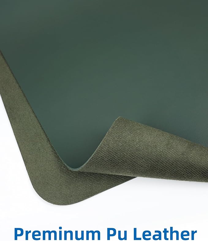 Leather Desk Pad Blotter,Mouse Pad,Office Desk Mat, Non - Slip PU Leather Desk mat,Large Desk mat,Waterproof Keyboard mat for Office/Home/Decor (Dark Green,35" x 17") | Desk Pads Blotters - TrueDesk