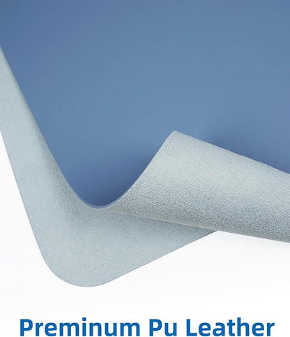 Leather Desk Pad Blotter,Mouse Pad,Office Desk Mat, Non - Slip PU Leather Desk mat,Large Desk mat,Waterproof Keyboard mat for Office/Home/Decor (Grey Blue,35" x 17") | Desk Pads Blotters - TrueDesk
