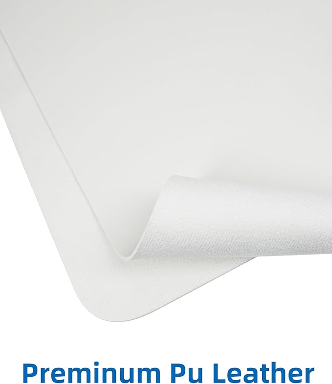 Leather Desk Pad Blotter,Mouse Pad,Office Desk Mat, Non - Slip PU Leather Desk mat,Large Desk mat,Waterproof Keyboard mat for Office/Home/Decor (Ivory White,35" x 17") | Desk Pads Blotters - TrueDesk