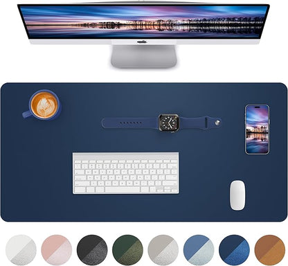 Leather Desk Pad Blotter,Mouse Pad,Office Desk Mat, Non - Slip PU Leather Desk mat,Large Desk mat,Waterproof Keyboard mat for Office/Home/Decor (Midnight Blue,35" x 17") | Desk Pads Blotters - TrueDesk