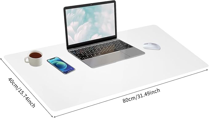 Leather Desk Pad, Large Mouse Pad, Non - Slip Desk Mat, Leather Desk Blotter, Computer Desk Pad, Waterproof Keyboard Pad for Home Office and Decor - White (31.5×15.7 Inches) | Mouse Pads - TrueDesk