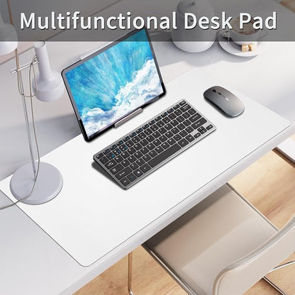 Leather Desk Pad, Large Mouse Pad, Non - Slip Desktop Mat, Leather Desk Blotter, Computer Desk Pad, Waterproof Desk Protector Mat for Home Office and Decor - White (35.4×15.7 Inches) | Mouse Pads - TrueDesk