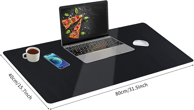 Leather Desk Pad, Mouse Pad, Non - Slip Desk Protector Mat, Leather Desk Blotter, Computer Desk Pad, Waterproof Desk Mat for Home Office and Decor - Black (31.5×15.7 Inches) | Mouse Pads - TrueDesk