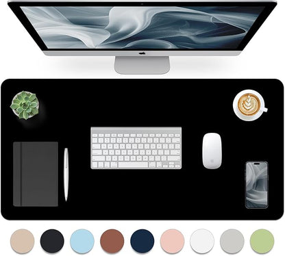 Leather Desk Pad, Mouse Pad, Non - Slip Desk Protector Mat, Leather Desk Blotter, Computer Desk Pad, Waterproof Desk Mat for Home Office and Decor - Black (31.5×15.7 Inches) | Mouse Pads - TrueDesk