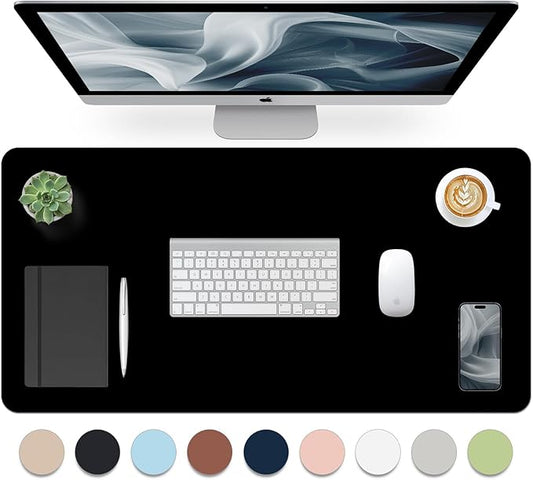 Leather Desk Pad, Mouse Pad, Non - Slip Desk Protector Mat, Leather Desk Blotter, Computer Desk Pad, Waterproof Desk Mat for Home Office and Decor - Black (31.5×15.7 Inches) | Mouse Pads - TrueDesk