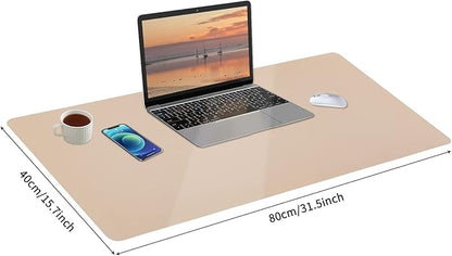 Leather Desk Pad, Mouse Pad, Non - Slip Desk Protector Mat, Leather Desk Blotter, Computer Desk Pad, Waterproof Desk Mat for Office Home Decor - Beige (31.5×15.7 Inches) | Mouse Pads - TrueDesk