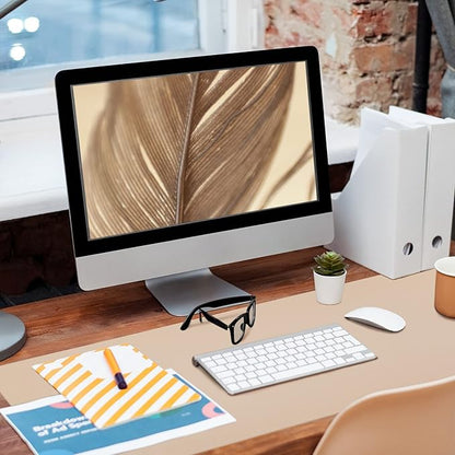 Leather Desk Pad, Mouse Pad, Non - Slip Desk Protector Mat, Leather Desk Blotter, Computer Desk Pad, Waterproof Desk Mat for Office Home Decor - Beige (31.5×15.7 Inches) | Mouse Pads - TrueDesk