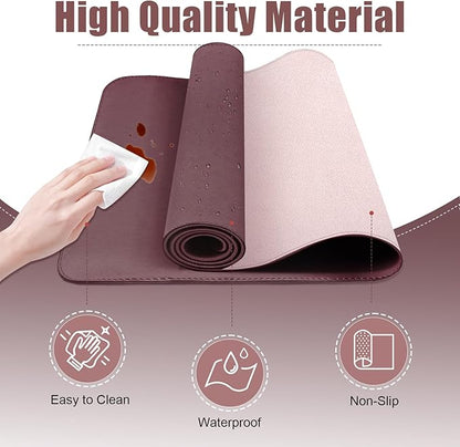 Leather Desk Pad Protector, 39.4'' X 17'' Large Mouse Pad, Office Desk Mat, Non - Slip PU Leather & Suede Base Desk Blotter, Laptop Desk Pad, Desktop Mat for Office Home, Dark Purple | Desk Pads Blotters - TrueDesk