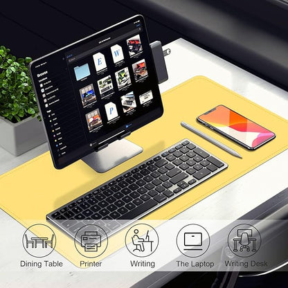 Leather Desk Pad Protector, 39.4'' X 17'' Large Mouse Pad, Office Desk Mat, Non - Slip PU Leather & Suede Base Desk Blotter, Laptop Desk Pad, Desktop Mat for Office Home, Yellow | Desk Pads Blotters - TrueDesk