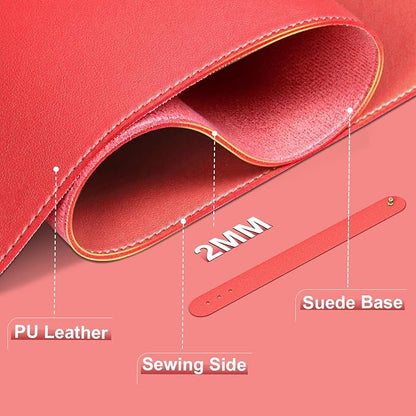 Leather Desk Pad Protector, 47.2'' x 23.6'', Suede Base Sewing Desk Blotter, Non - Slip Office Mat, Waterproof Writing Pad for Home and Office, Candy Red | Desk Pads Blotters - TrueDesk