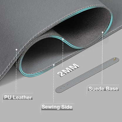 Leather Desk Pad Protector, 47.2'' x 23.6'', Suede Base Sewing Desk Blotter, Non - Slip Office Mat, Waterproof Writing Pad for Office and Home - Dark Gray | Desk Pads Blotters - TrueDesk