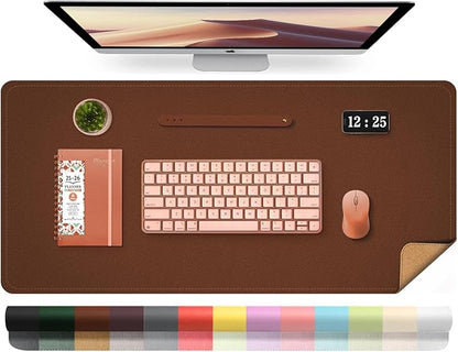 Leather Desk Pad Protector and Mat, Large Mouse Pad, Non - Slip Blotter, Office Laptop Desk Pad, PU Leather Writing Pad for Office and Home (Seal Brown, 31.5" x 15.7") | Desk Pads Blotters - TrueDesk