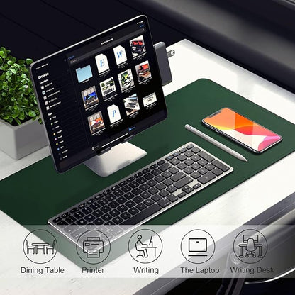 Leather Desk Pad Protector, Desk Mat, Large Mouse Pad, Non - Slip Desk Blotter, Office Laptop Desk Pad, PU Leather Desk Writing Pad for Office and Home (Blackish Green, 31.5" x 15.7") | Desk Pads Blotters - TrueDesk