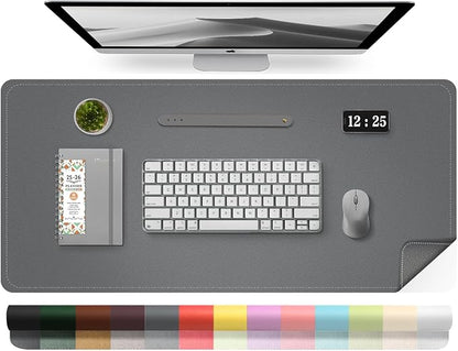 Leather Desk Pad Protector, Desk Mat, Large Mouse Pad, Non - Slip Desk Blotter, Office Laptop Desk Pad, PU Leather Desk Writing Pad for Office and Home (Dark Gray, 31.5" x 15.7") | Desk Pads Blotters - TrueDesk