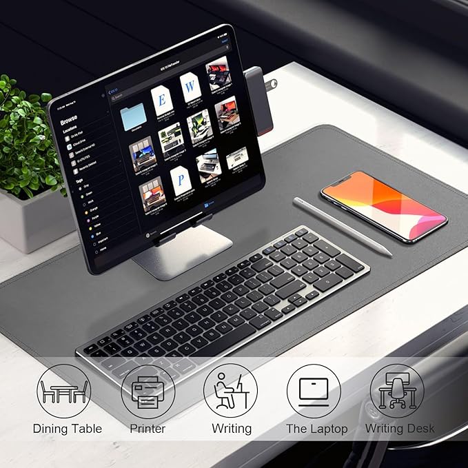 Leather Desk Pad Protector, Desk Mat, Large Mouse Pad, Non - Slip Desk Blotter, Office Laptop Desk Pad, PU Leather Desk Writing Pad for Office and Home (Dark Gray, 31.5" x 15.7") | Desk Pads Blotters - TrueDesk