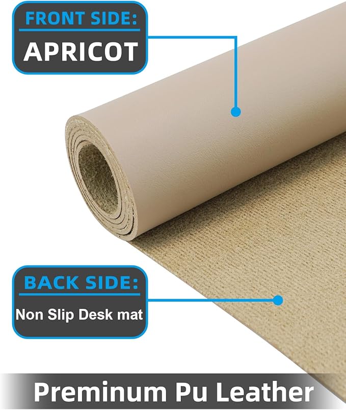 Leather Desk Pad Protector, Large Desk Mat, Mouse Pad, Non - Slip PU Leather Desk Blotter,Desk Cover mat,Desk mat for Keyboard and Mouse,Mat for Office&Home (Apricot, 48" x 17") | Desk Pads Blotters - TrueDesk