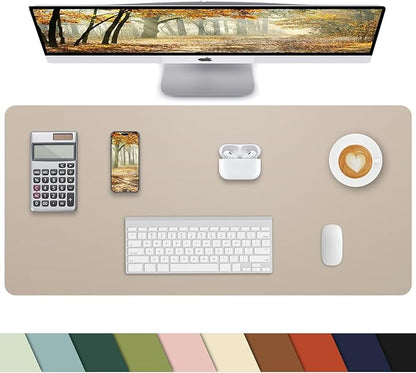Leather Desk Pad Protector, Large Desk Mat, Mouse Pad, Non - Slip PU Leather Desk Blotter,Desk Cover mat,Desk mat for Keyboard and Mouse,Mat for Office&Home (Apricot, 48" x 17") | Desk Pads Blotters - TrueDesk