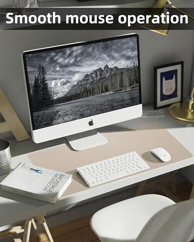Leather Desk Pad Protector, Large Desk Mat, Mouse Pad, Non - Slip PU Leather Desk Blotter,Desk Cover mat,Desk mat for Keyboard and Mouse,Mat for Office&Home (Apricot, 48" x 17") | Desk Pads Blotters - TrueDesk