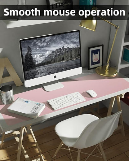 Leather Desk Pad Protector, Large Desk Mat, Mouse Pad, Non - Slip PU Leather Desk Blotter,Desk Cover mat,Desk mat for Keyboard and Mouse,Mat for Office&Home (Rose Pink, 48" x 17") | Desk Pads Blotters - TrueDesk