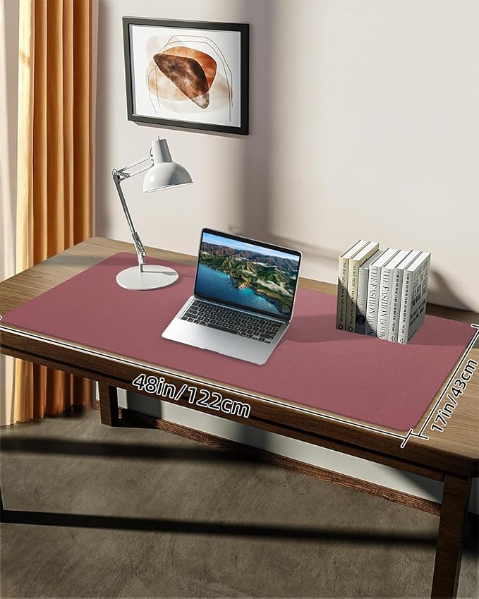 Leather Desk Pad Protector, Large Desk Mat, Mouse Pad, Non - Slip PU Leather Desk Blotter,Desk Cover mat,Desk mat for Keyboard and Mouse,Mat for Office&Home (Rose Purple, 48" x 17") | Desk Pads Blotters - TrueDesk